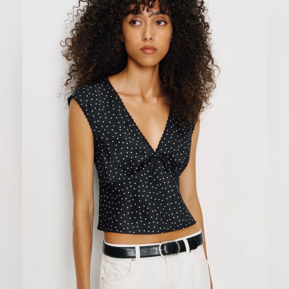 Reformation cherry silk top Selene NWT